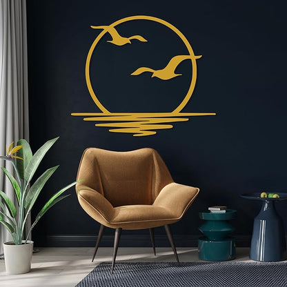 Sunrise Metal Wall Art, Sunset Metal Wall Decor for Living Room, Sunshine Line Art Home Decor Outdoor Indoor, Sun Design Modern Artwork for Walls, Abstract Sunset Wall Decor, Housewarming Gifts