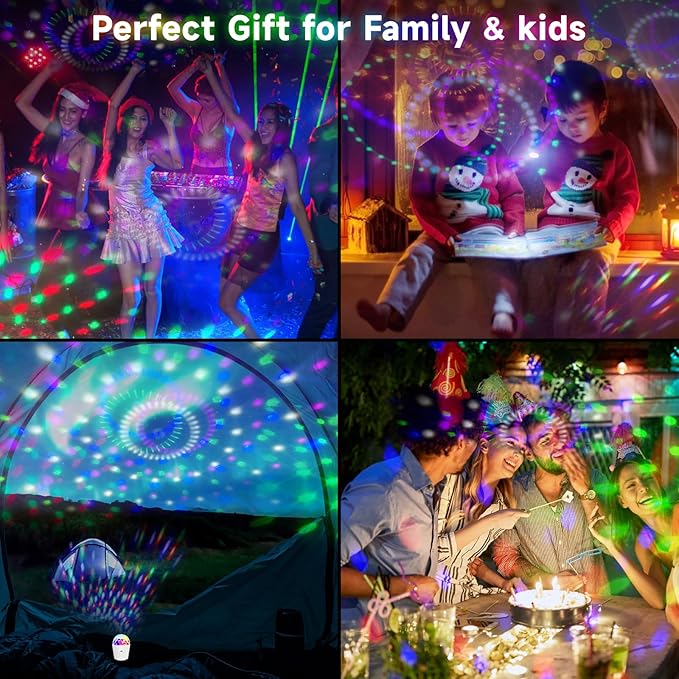 Portable Mini Disco Ball Light for Party, RGB DJ Strobe Light with Remote Control and USB Cable, Sound Activated Stage Lights for Home Dance, Birthday, Karaoke and Halloween Decoration Lamp (White)