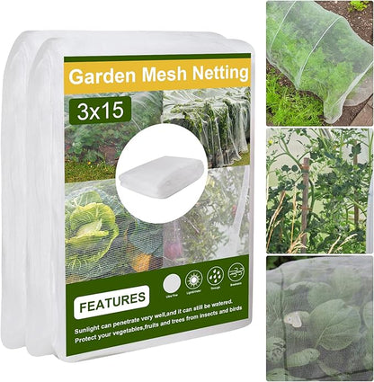 10 x 50FT Garden Netting, Cookmaster Plant Covers Durable Ultra Fine Mesh Protection, Garden Plant Row Cover, Raised Bed Barrier Screen Protection Net Cover for Plant Vegetable Fruit Flower