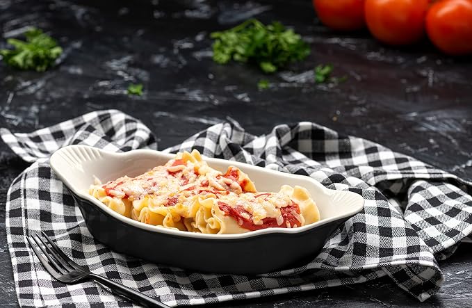 Au Gratin Baking Dishes, by Kook, Mini Casserole Dish, Set of 6, for Banana Split, Oven and Microwave Safe, Dishwasher Safe, Ceramic Serving Dishes, Lasagna & Cobblers, Individual Serving, 12 oz (Black)