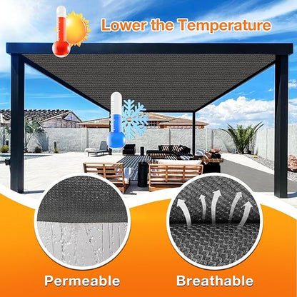 Artpuch Outdoor Pergola Shade Cover 8x10 FT Sun Shade Cloth with Grommets Dark Grey 90% UV Protection Canopy Patio Privacy Screen (Customized Available)