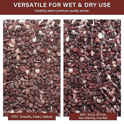 NUPICK 6 lbs Pebbles for Indoor Plants, 3/8 Inch Pea Gravel for Fish Tank, Polished Decorative Rocks for Succulent, Natural River Stones for Vases, Cactus, Landscaping, Bird Bath, Aquarium, Red