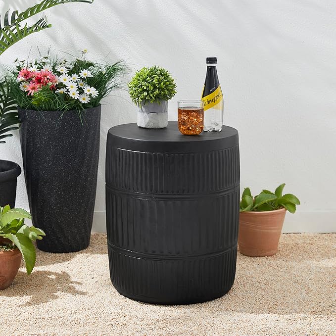 Giltzhome Decorative Garden Stool, 18.5" H Antique End Side Table Planter Stand for Garden Patio Lawn Home Indoor Outdoor, Black
