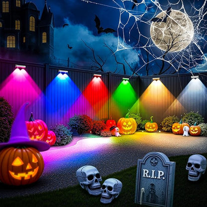 SOLPEX Solar Fence Lights Outdoor, 9 Fixed Colors ＆ Color Changing Fence Solar Lights Outdoor Waterproof IP65, LED Deck Lighting for Backyard Wall Step Patio Railing Pool Porch (12 Pack)