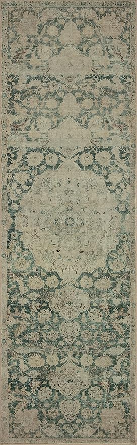 Loloi Magnolia Home by Joanna Gaines Sinclair Collection SIN-05 Jade/Sand 2'-3" x 3'-9", .25" Pile Height, Machine Washable, Accent Rug