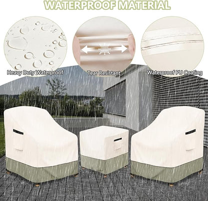 3-Piece Patio Furniture Covers Waterproof for Outdoor Bistro Set with Table & 2 Chair Covers, Heavy Duty 600D Outdoor Veranda Patio Garden Furniture Cover（Green）