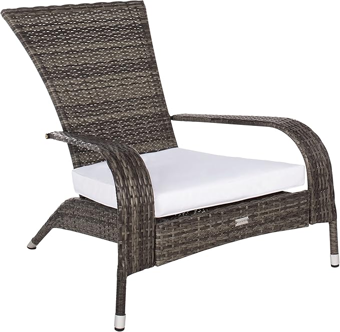 SAFAVIEH Outdoor Collection Edna Grey Brown/White Cushion 3-Piece Lounge Set with Table (PAT7719C)