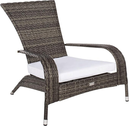 SAFAVIEH Outdoor Collection Edna Grey Brown/White Cushion 3-Piece Lounge Set with Table (PAT7719C)