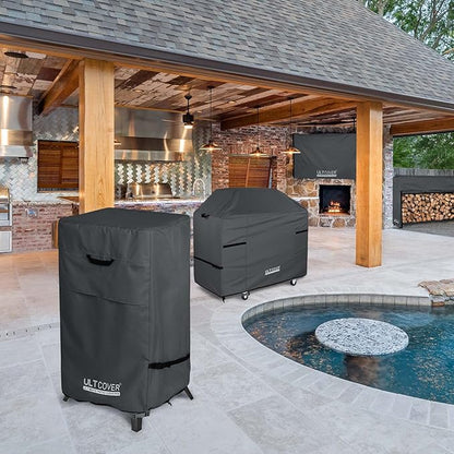 ULTCOVER Waterproof Vertical Electric Smoker Cover 30 inch for Most Square Gas Propane BBQ Smokers Size Upto 19W x 17D x 35H inch, Black