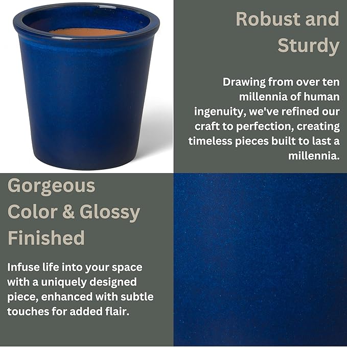 Emissary Round Stoneware Planter (Parent SKU 12012) (Blue, 10" D x 10" H)
