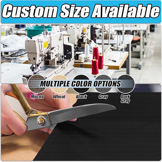 Amagenix 90% Shade Fabric 8'X 22' Black Sun Shade Cloth with Grommets for Pergola Replacement Shade Cover Canopy, Heavy Duty, Cable Zip Ties Included (We Customized)