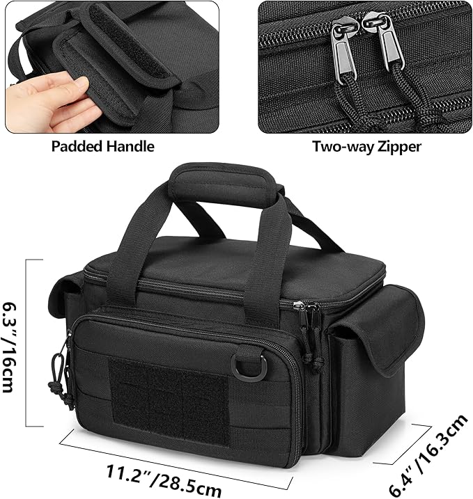 Rexmica Small Tool Bag with Anti-friction and Thick Padded Bottom, Tool Storage Organizer for Men, Tactical Bag, Range Bag, Multi-functional Work Tote for Repairman, Electrician, Carpenters, Handyman
