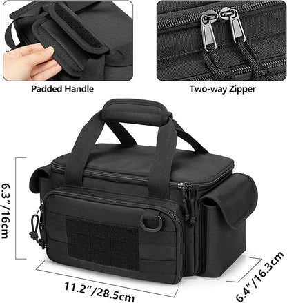Rexmica Small Tool Bag with Anti-friction and Thick Padded Bottom, Tool Storage Organizer for Men, Tactical Bag, Range Bag, Multi-functional Work Tote for Repairman, Electrician, Carpenters, Handyman