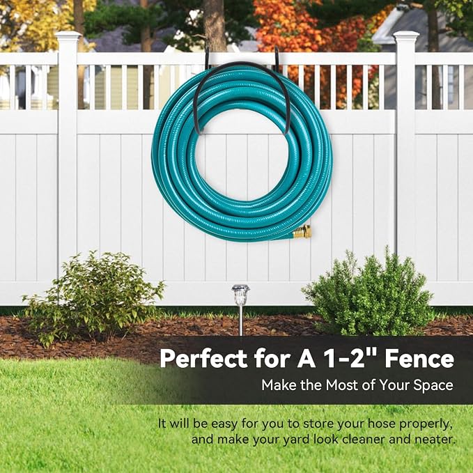 Heavy-Duty Wall Mount Hose Holder for Outdoor & Garden Use (Matte Black) - Organizes 50-150 ft Expandable, Pocket, Magic Hoses, Reels, or RV Hoses