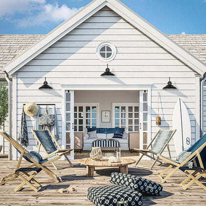 Outdoor LED Barn Light, 16 Inch Dome Large Farmhouse Exterior Wall Light Fixture with Adjustable Color Temperature, Modern Black White Wall Sconce Outside for House Garage Doorway, 1 Pack