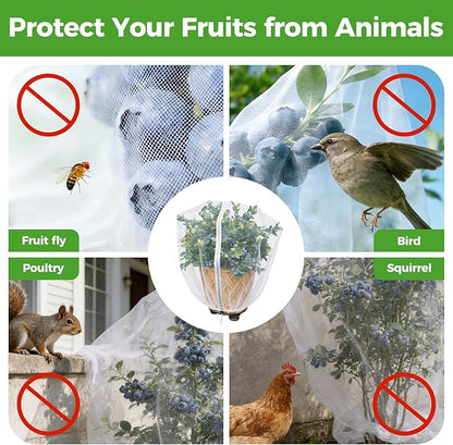 Blueberry Bush Netting Cover 2 Pack 4.5 x 4.5 ft, Bird Netting with Zipper & Drawstring, Reusable Berry Bush Netting for Lowbush Blueberries & Garden Plants, Bird Deer Insect and Poultry Barrier