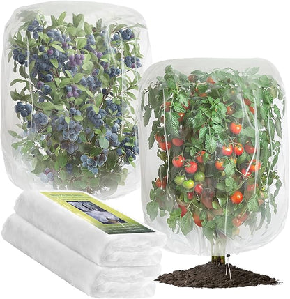2 PCS Fruits Tree Netting Cover for Garden 3.3 x 4.9 ft Garden Insect Bird Barrier Plant Netting for Tomato Blueberry Bush Netting Covers Deer Cicada Netting Cover Bag with Drawstring