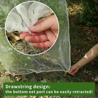 Garden Netting Plant Covers with Drawstring, Ultra-Fine Mesh Bird Netting for Garden, Reusable Fruit Tree Netting Protector for Blueberry Bushes, Tomato, Strawberry & Vegetable Protection