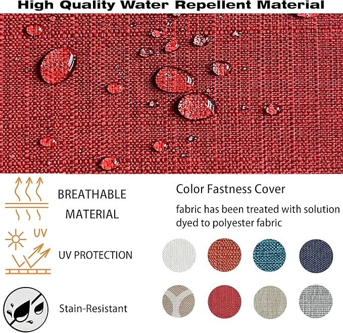COZYVIDA Outdoor/Indoor 23.5x25 inch Deep Seat Patio Cushions Set of 2 Resilient Foam Filling Water Repellent Stain-Resistant UV Resistant Weather Resistant Patio Cushions Chili