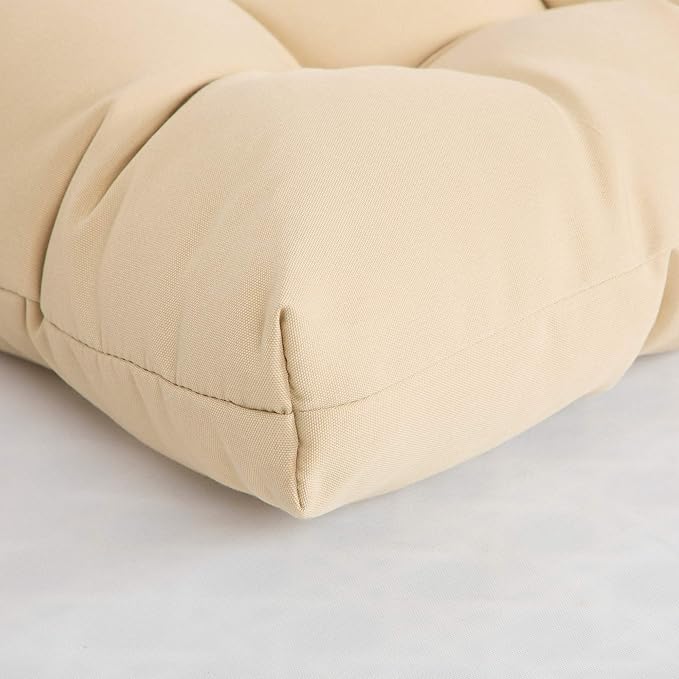 ARTPLAN Outdoor Chair Cushions,Set of 4,19"x19"x4" Patio Seat Pad Cushions with Ties,Wicker Tufed Outdoor Cushions for Patio Furniture,Beige