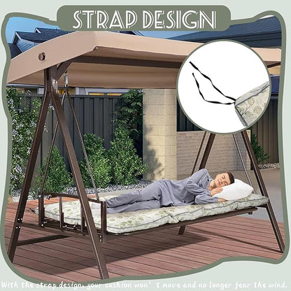 Replacement Cushions for Swing, Swing Cushions 3 Seater Replacement, Waterproof Thicken Washable Pad Cushion for Outdoor Indoor Furniture Swing Patio (White Leaves, 40x63 inch)