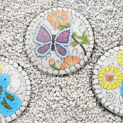 Garden Stepping Stones Set of 2 Butterfly Outdoor Garden Decor 10 inch Round Decorative Stones Pavers for Garden Walkway Landscaping, Hummingbird Gifts (N6-YYD334)