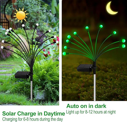 Solar St Patricks Day Lights Outdoor, 6 Pack 48 LED Solar Green Firefly Lights Waterproof, Sway by Wind, Swaying Light for Yard Patio Backyard Garden Planter Flower Bed Pathway Outdoor Decoration