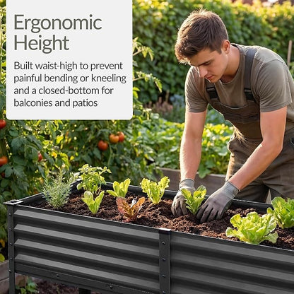 Best Choice Products 72x24x30in Non Toxic Galvanized Raised Garden Bed, Metal Elevated Planter Box, Vegetable Garden, 100% Non Toxic Materials - Charcoal