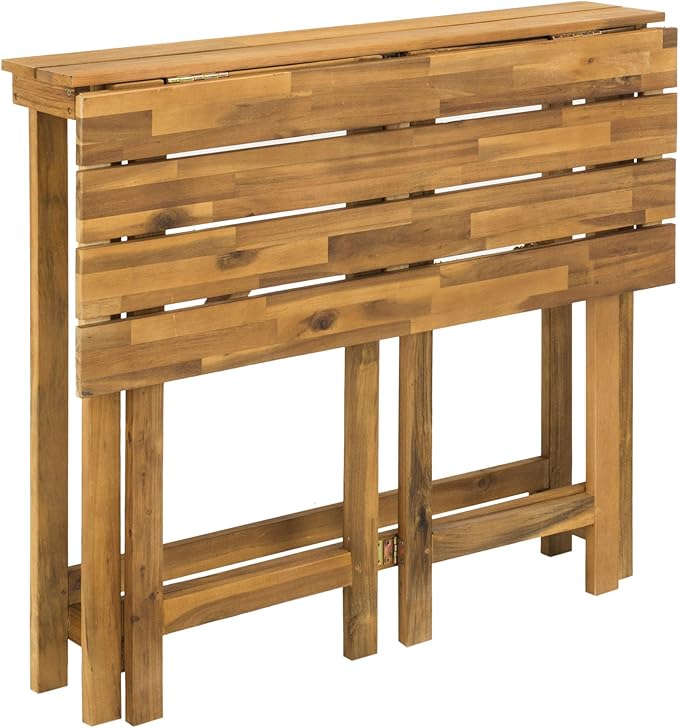 SAFAVIEH PAT6754A Collection Wilton Teak and Navy Balcony Corner Lounge Outdoor Set