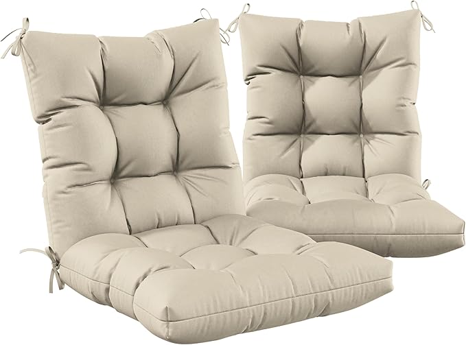 Patio Seat&Back Chair Cushions for Outdoor Furniture，Comfortable Cushions for Rocking/Dining/Lawn Chair-Set of 2