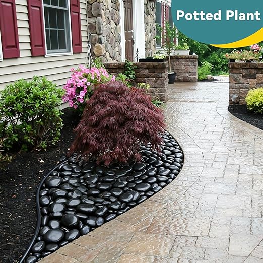 40lbs Black Rocks for Planters, 3-4 Inch Decorative Rocks for Potted Plants, Polished Garden Stones for Outdoor Landscaping, Walkways, Yard, River Rocks for Flower Pots, Vase