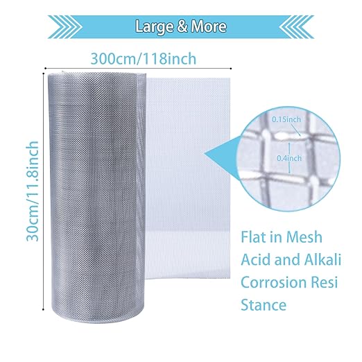Wire Mesh Roll 11.8 in X 9.84 Ft 304 Stainless Steel Woven Wire Screen Mesh Never Rust，Pest Rat Mesh for Preventing Rats Squirrel and Mouse Access TXZWJZ