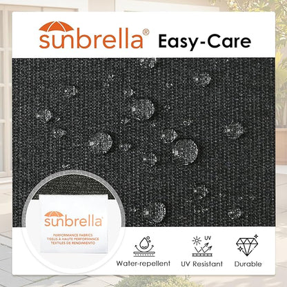 Outdoor Sunbrella Cushions for Patio Furniture Set of 2, 24"x24" Water Repellent Chair Cushions Removable Seat Bottom & Back Cushion Covers for Chair, Sofa, Couch, Spectrum Carbon