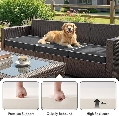 MIULEE Dark Grey Outdoor Chair Cushions Set of 2, 24x24x4 Inch Waterproof Patio Seat Cushions for Outdoor Furniture Couch Sofa, 3 Year Color Fastness High Density Foam with Adjustable Ties