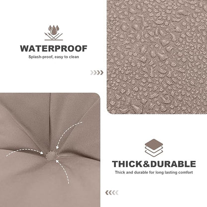 Porch Swing Cushions,Outdoor Cushions 3 Seater Replacement with Backrest, Waterproof Thickened Bench Cushion with Ties for Porch, Patio,Outdoor, Backyard and Garden (Khaki 47 * 40 in)
