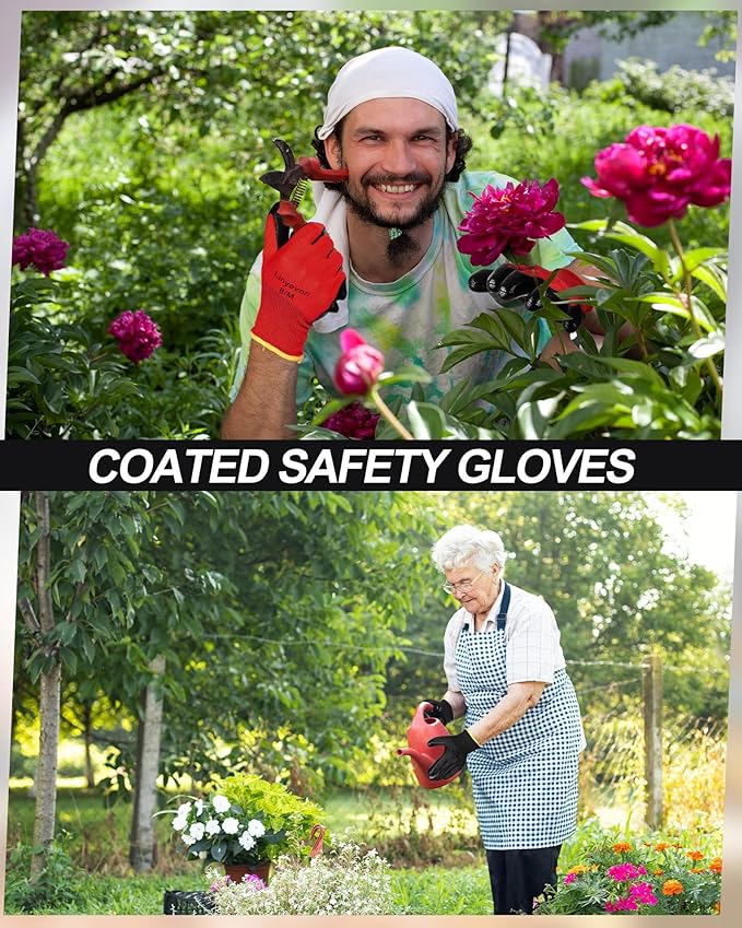 Maxcheck 54 Pairs PU Coated Gloves Bulk, Reusable Rubber Safety Gloves for Men Women Work Warehouse, Mechanic, Woodworking