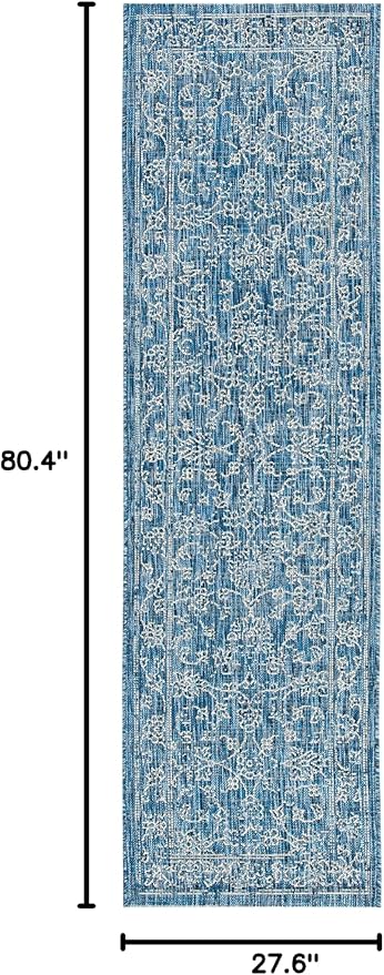 SAFAVIEH Washable Rug Outdoor Courtyard Collection - 2'3" x 6'7" Runner, Navy & Ivory, Non-Shedding & Easy Cleaning, Ideal for Patio, Entryway, Mudroom, Hallway, Kitchen (CY8680-36821)