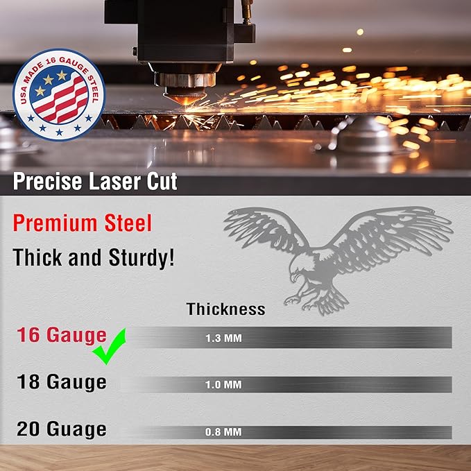 Bald Eagle Metal Wall Art – Black Patriotic Eagle Decor, Metal Wall Hanging for Indoor Outdoor Home, Garage, Man Cave, Rustic Wildlife Gift for Men