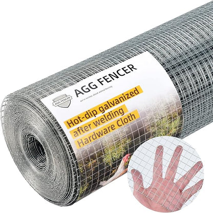 60inch x 50ft Hardware Cloth 1/2 inch Chicken Wire Fencing 19Ga, Hot Dipped Galvanized After Welding Garden Plant Supports Welded Metal Chicken Wire Fence Poultry Animal Netting Cage Screen
