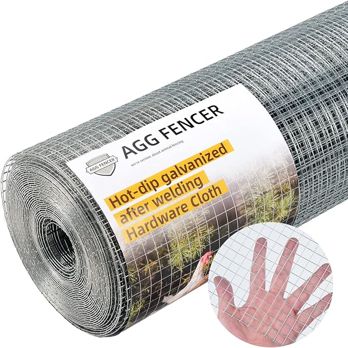 36inch x 100ft Hardware Cloth 1/2 inch Chicken Wire Fencing 19Ga, Hot Dipped Galvanized After Welding Garden Plant Supports Welded Metal Chicken Wire Fence Poultry Animal Netting Cage Screen