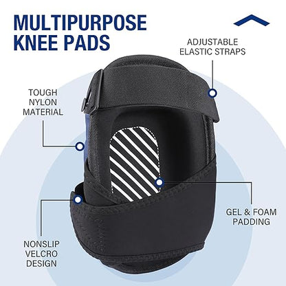 WORKPRO Knee Pads for Work, Construction Knee Pads, Safety Kneepads with Ergonomic Gel Cushion and Foam Padding for Gardening, Carpentry, Welding, Roofing, Cleaning