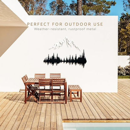 Wita Home Mountain and Forest Metal Wall Art, Wall Mounted Nature Home Decor, Pine Trees with Lake Reflection Wall Art for Living Room, Bedroom or Office, Large Outdoor Wall Decor, Nature Christmas Decor (White Mountain-Black Forest, 18x12 inches)