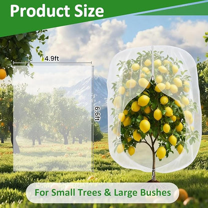 2 Pack Large Plant Covers 4.9x6.6 ft, Reusable Garden Netting for Vegetables, Mesh Barrier Protect Tomatoes & Fruit Trees from Birds, Bugs, Deer