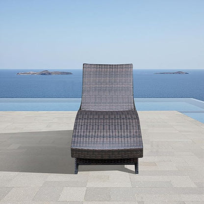 Folding Patio Chaise Lounge (Set of 1 Chair), Foldable Long Reclining Patio Seating Chairs, Outdoor Wicker Lounge Chair, Rattan Chaise Lounge Lawn Sunbathing Chairs Beach Pool Backrest Recliners