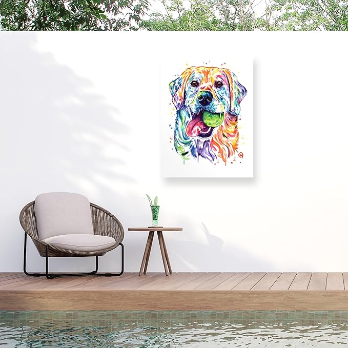 Outdoor Canvas Art - Lisa Whitehouse 'Golden Retriever' Wall Art for Outdoor Spaces, Patios, or Gardens by Trademark Fine Art