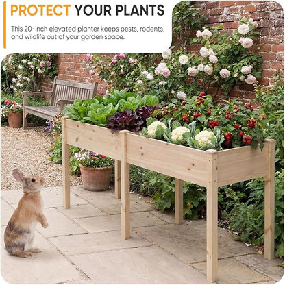 NEWBULIG Raised Garden Bed with Legs 72x23x30in,Elevated Wood Planter Box Stand for Outdoors Garden Balcony Courtyard, Natural Wood 600 Pound Capacity for Planting Herbs Flowers Vegetables