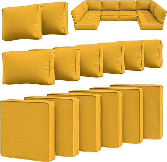 14 Pcs Outdoor Cushion Slipcovers Outdoor Patio Cushion Covers Replacement Waterproof with Zipper for Outdoor Furniture, Patio Sofa Couch 3 Sizes, Covers Only