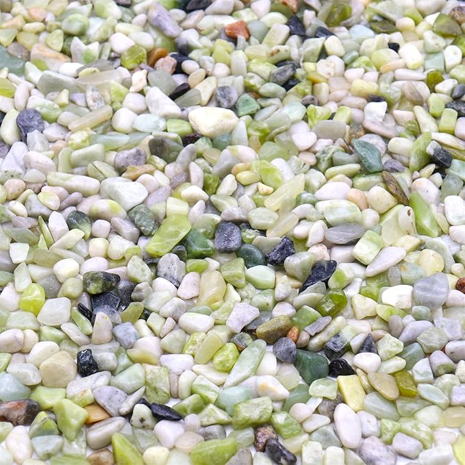 Rocks for Plants. Green Jade Decorative Polished Pebbles. 1/5 Inch – 5 lbs for Garden, Vase fillers, Crafting, Succulents, pots, Plants (Mini (0.2 Inch), Green Jade - Polished, 5)