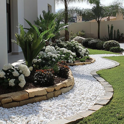 White Natural River Rocks, 2-3.5 Inch Decorative Stones for Plants, Garden, and Landscaping – 40LB, Ideal for Fish Tanks, Vases, Crafting, Home Decor, and Outdoor Landscaping