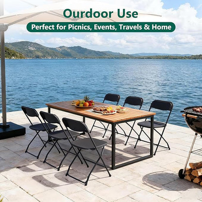 10 Pack Black Plastic Folding Chairs, Outdoor Portable Folding Chair with Steel Frame, 350lbs Capacity Stackable Foldable Chairs for Patio, Garden, Picnic, Kitchen, Events